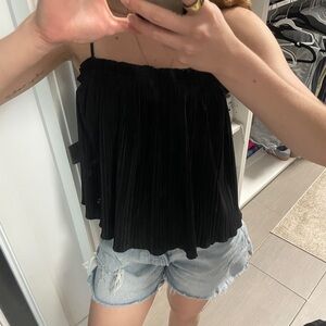 Madewell Black Pleated Spaghetti-Strap Camisole